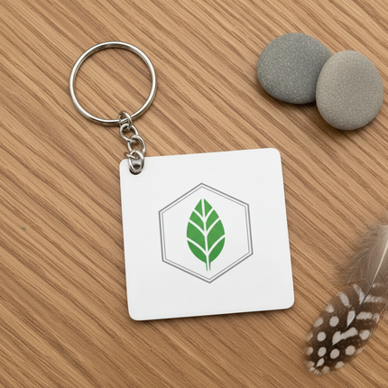 Customisable Square Blank White Keychain for Photos, Names & Logos