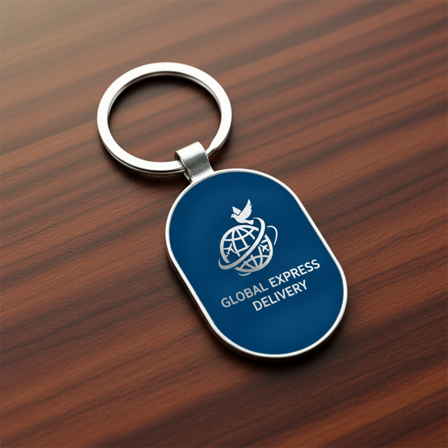 Oval Metal Keychain with Customizable Insert