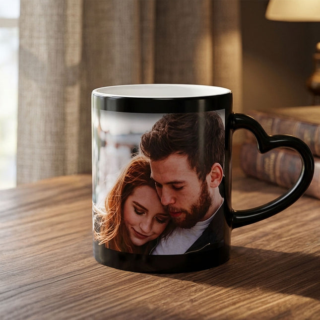 Heart Handle Black Ceramic Mug (350 ml)