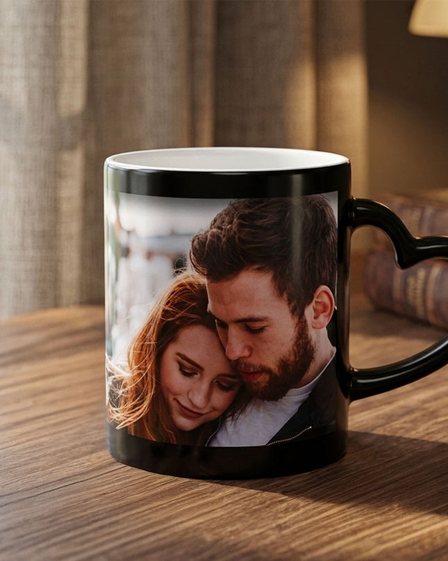 Heart Handle Black Ceramic Mug (350 ml)