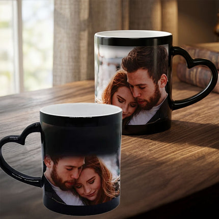 Heart Handle Black Ceramic Mug (350 ml)