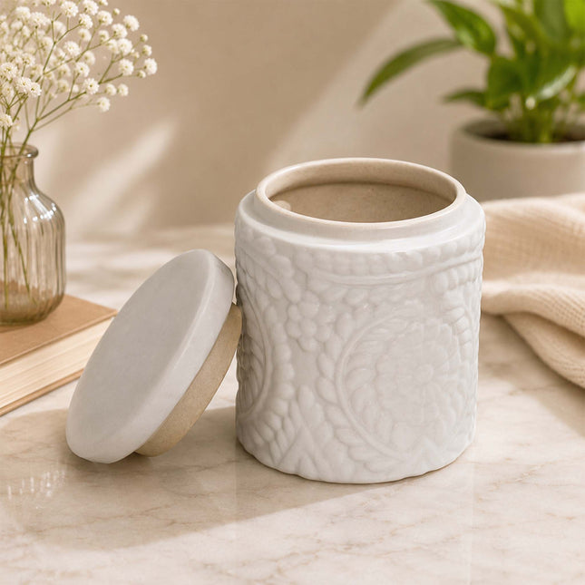 Murabba Ceramic Jar – White Kitchen Storage Jar