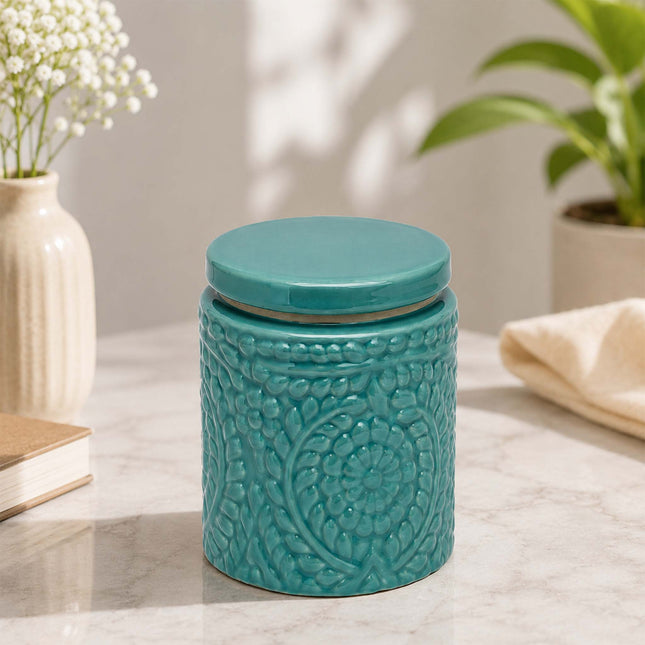 Murabba Ceramic Jar – Green Kitchen Storage Jar