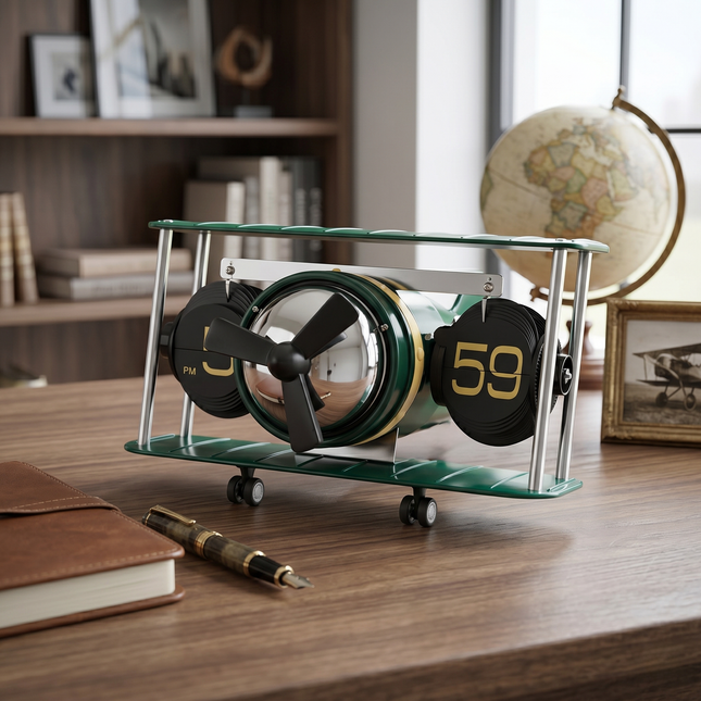 Aircraft Flip Desk Clock