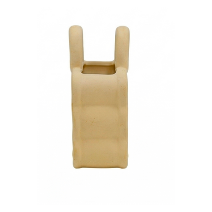 Artistic Beige Handcrafted Ceramic Tote Bag-Shaped Planter
