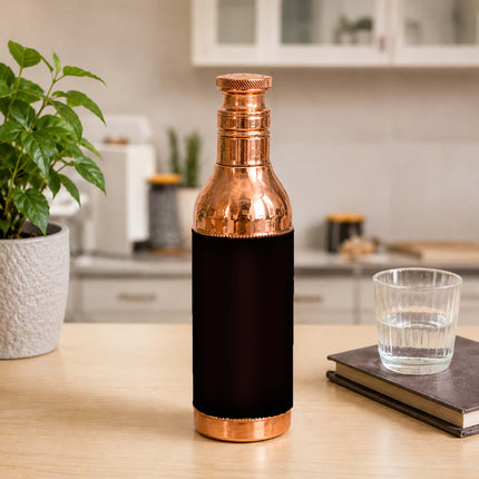 Handcrafted Copper Champagne Bottle with Silk Cherry Finish | Pure Copper Water Bottle