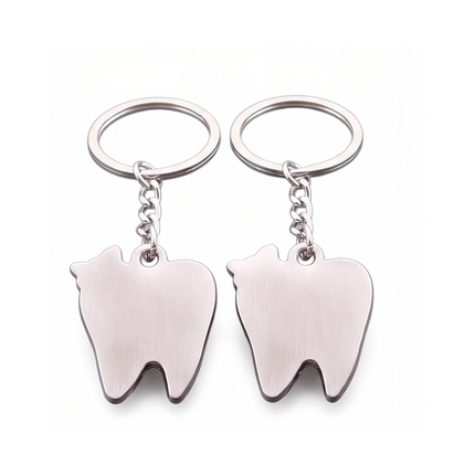 Smiling Tooth Couple Metal Keychain Set | Matching Cute Dental Keyrings for Couples