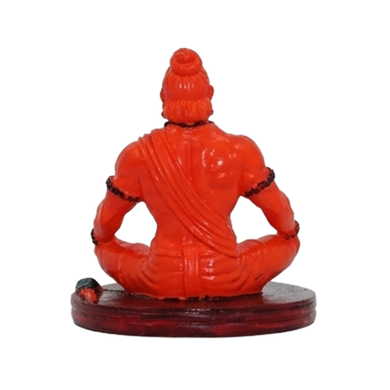 Bajrangbali Meditating Red Resin Idol for Home Temple - Ideal for Devotional Corners