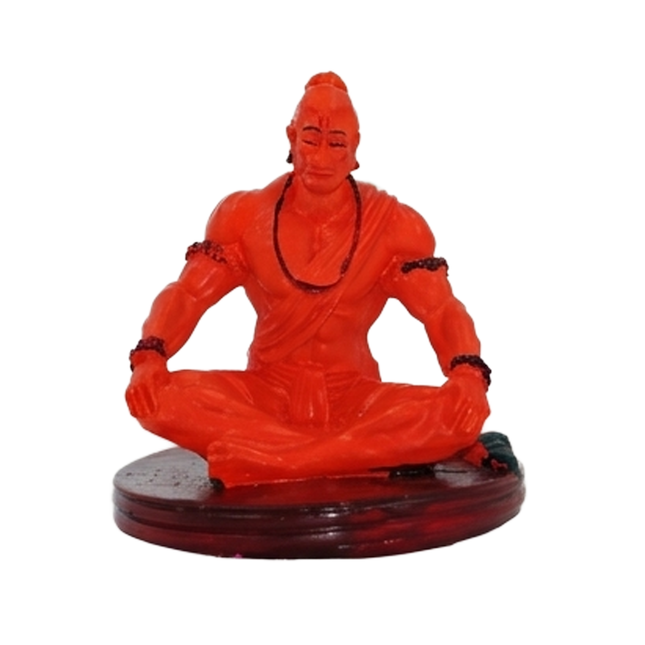 Bajrangbali Meditating Red Resin Idol for Home Temple - Ideal for Devotional Corners
