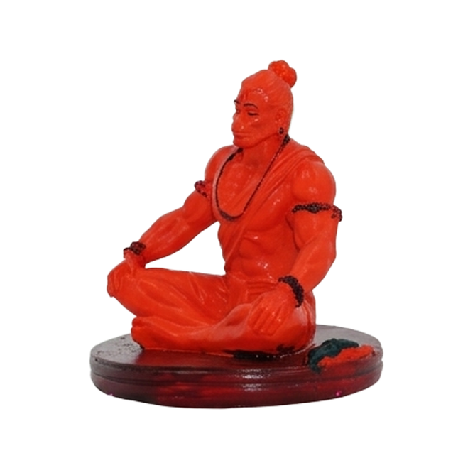 Bajrangbali Meditating Red Resin Idol for Home Temple - Ideal for Devotional Corners