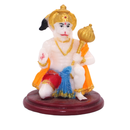 Bajrangbali Hanuman Idol Decorative Showpiece | Poly Marble Hand-Painted Lord Hanuman Statue for Home Decor & Car Protection