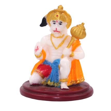Bajrangbali Hanuman Idol Decorative Showpiece | Poly Marble Hand-Painted Lord Hanuman Statue for Home Decor & Car Protection