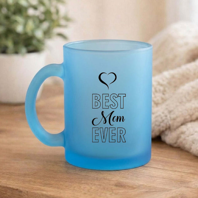 Personalized Blue Frosted Glass Mother’s Day Mug – Best Mom Ever