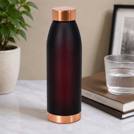 Cherry Black Ombre Stainless Steel Water Bottle with Rose Gold Lid – Matte Finish Sports Bottle