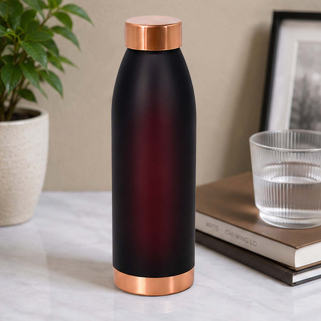 Cherry Black Ombre Stainless Steel Water Bottle with Rose Gold Lid – Matte Finish Sports Bottle