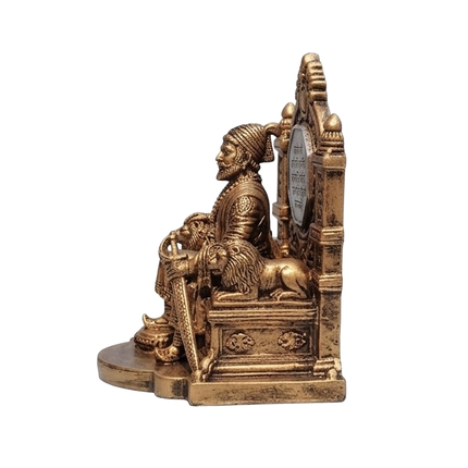Bronze-Finish Chhatrapati Shivaji Maharaj Figurine on Throne for Home & Office