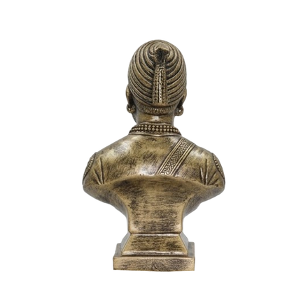 Bronze-Effect Chhatrapati Shivaji Maharaj Bust - Antique Finish Tabletop Resin Sculpture of Shivaji