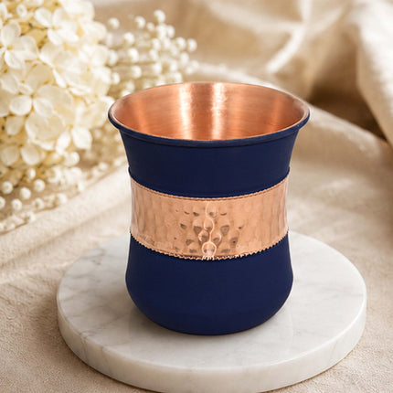 Copper Silk Lilly Glass – Blue Handcrafted Drinkware