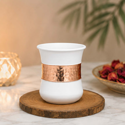 Copper Silk Lilly Glass – White Handcrafted Drinkware
