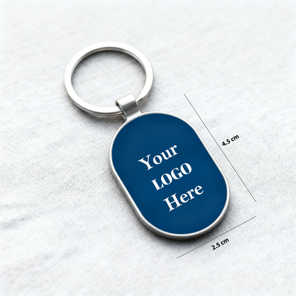 Oval Metal Keychain with Customizable Insert