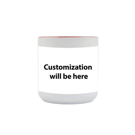 White & Red Ceramic Mug with Heart-Shaped Handle - Gift for Couples