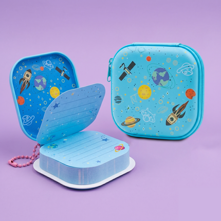 Cartoon Astronaut Tin Box - Leo & Galileo Blue Storage Tin by Kawaii-Q