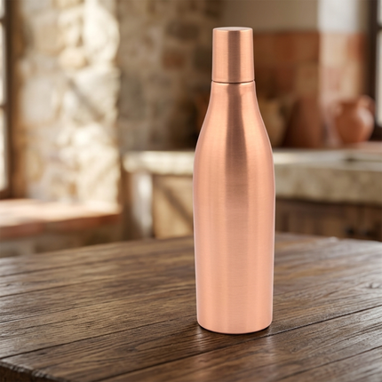 Champagne-Inspired Pure Copper Water Bottle – Smooth Brushed Finish | Wellness Meets Elegance