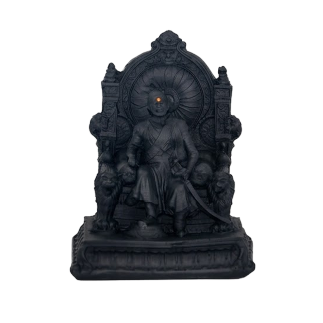 Chhatrapati Shivaji Maharaj on Throne – Matte Black Royal Edition