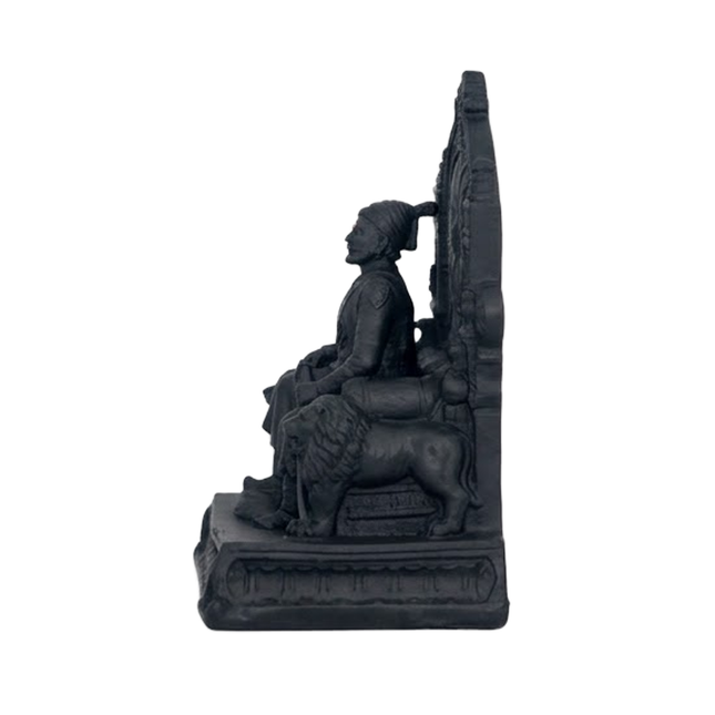Chhatrapati Shivaji Maharaj on Throne – Matte Black Royal Edition