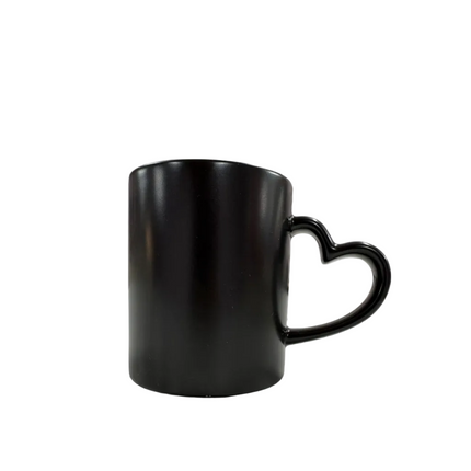 Chic Black Ceramic Mug with Heart-Handle – Ideal for Couple Gifting_a