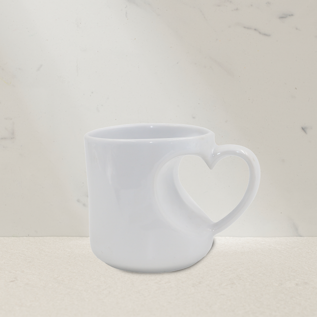 Classic White Customisable Ceramic Mug with Heart Handle_f