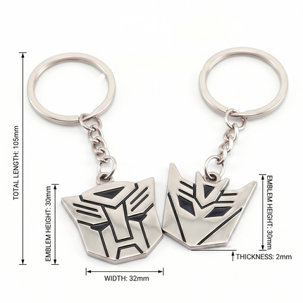 Transformers Metal Keychain Set | Autobot & Decepticon Logo Keyrings for Fans