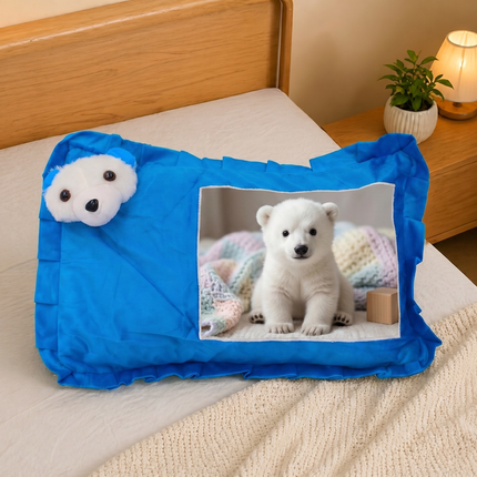 Cuddle Bear Blue Personalized Pillow – Soft & Adorable Kids’ Cushion