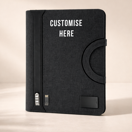 Premium Executive Organizer Folder with Handle | Built-in Notepad, Storage & USB Slot