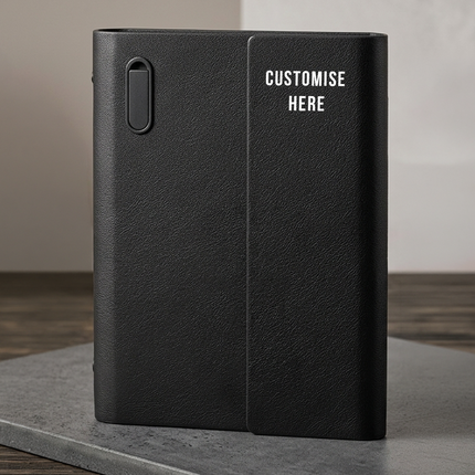 Premium Black PU Leather Executive Organizer with Built-in USB and Card Slot