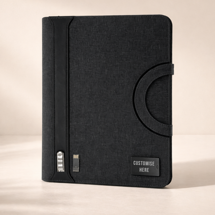 Premium Executive Organizer Folder with Handle | Built-in Notepad, Storage & USB Slot