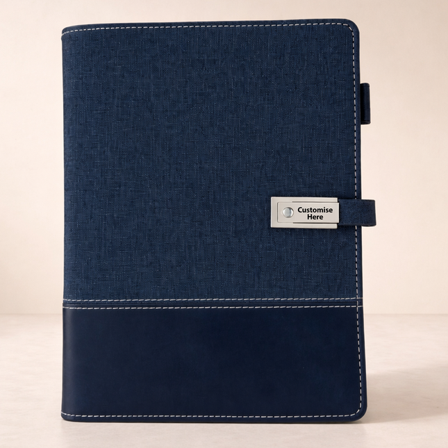 Dual-Tone Executive Smart Notebook with Power Bank, USB Flash Drive & Multi-Charging Cable