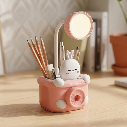 Cute Pink Bunny Night Desk Lamp with Camera Design for Kids