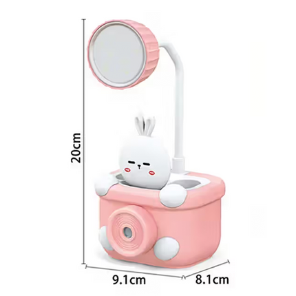 Cute Pink Bunny Night Desk Lamp with Camera Design for Kids