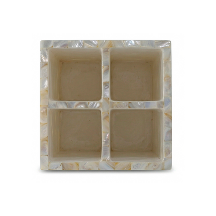 Deluxe 4-Slot Mother Of Pearl (MOP) Multi Purpose Organiser– Ivory Pearl Finish