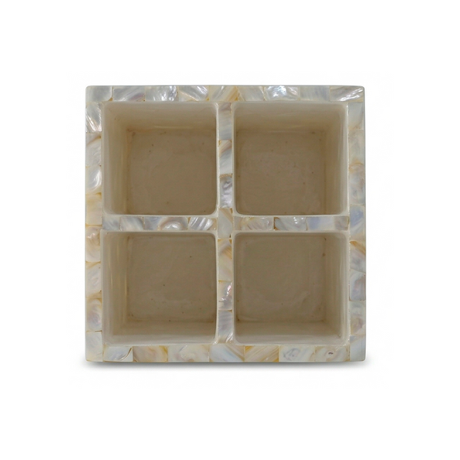 Deluxe 4-Slot Mother Of Pearl (MOP) Multi Purpose Organiser– Ivory Pearl Finish