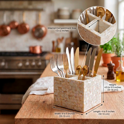 Deluxe 4-Slot Mother Of Pearl (MOP) Multi Purpose Organiser– Ivory Pearl Finish
