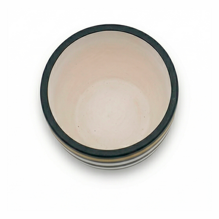Designer Black & White Striped Ceramic Planter with Gold Accent