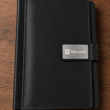 Personalized Premium Black Executive Diary with Metal Name Plate & Logo Branding