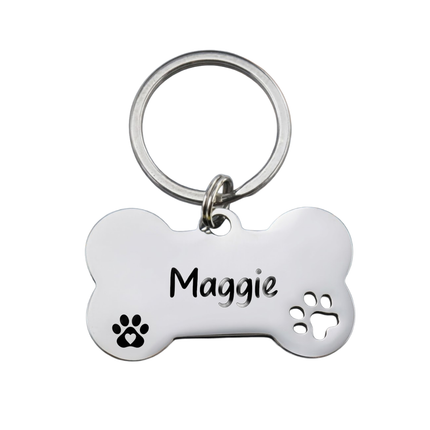 Personalized Bone-Shaped Dog Name Tag – Custom Engraved Dog ID Tag