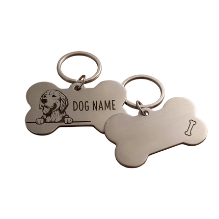 Personalized Bone-Shaped Dog Name Tag – Custom Engraved Dog ID Tag