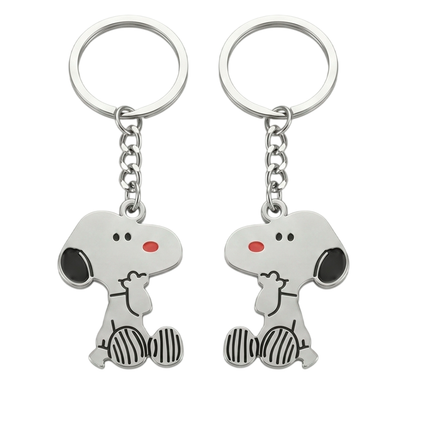 Snoopy Couple Metal Keychain Set | Matching Cartoon Character Keyrings for Couples