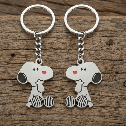Snoopy Couple Metal Keychain Set | Matching Cartoon Character Keyrings for Couples