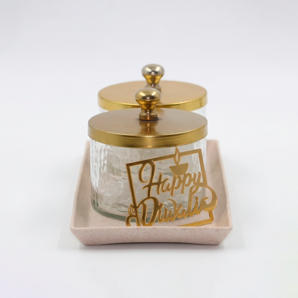 Elegant Decorative Glass Jars with Golden Lids – Festive Diwali Edition