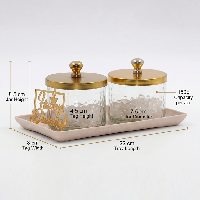 Elegant Decorative Glass Jars with Golden Lids – Festive Diwali Edition